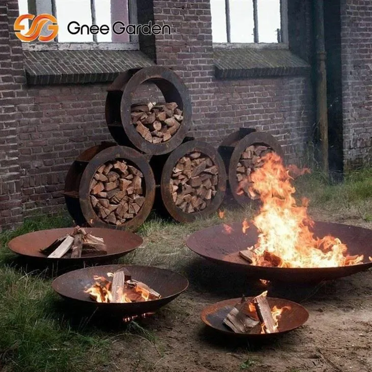 Corten Steel Fire Pit Industrial Style