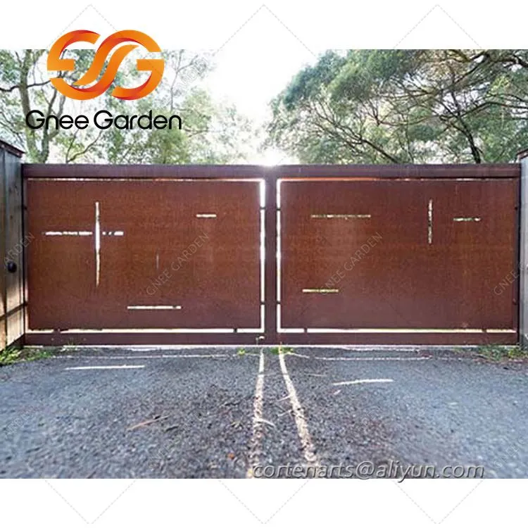 Ý tưởng cổng kim loại sân sau bằng thép Corten