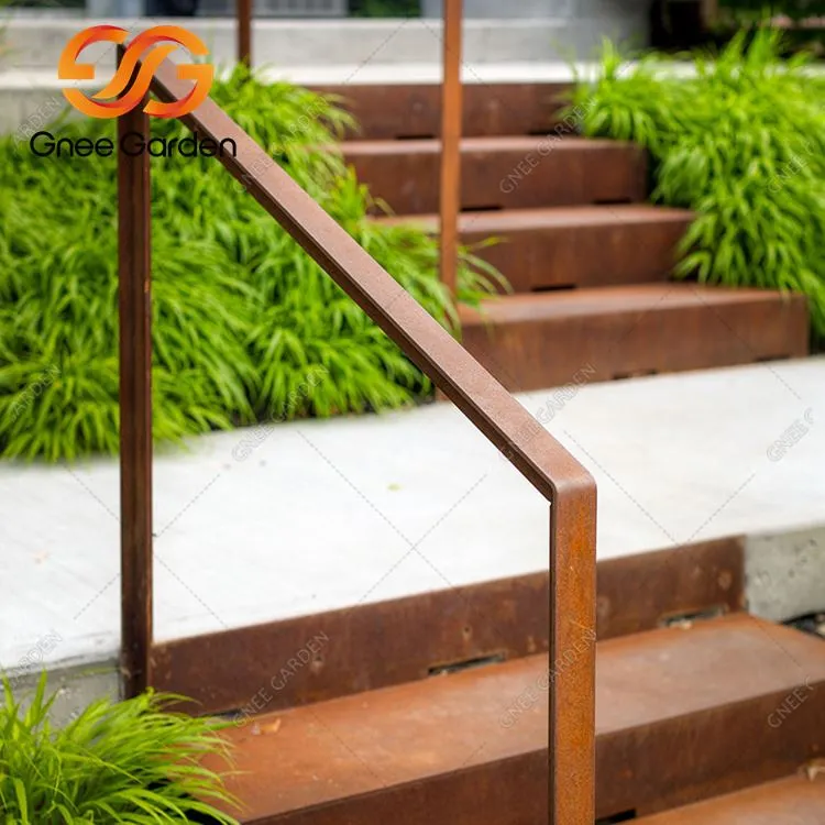 Cầu thang sân vườn cảnh quan hiện đại bằng thép Corten