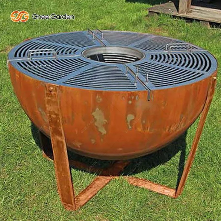 BBQ ngoài trời bằng thép Corten có vòng nướng