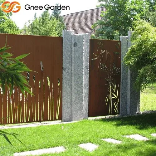 Các tấm màn hình thép Corten với mẫu tre