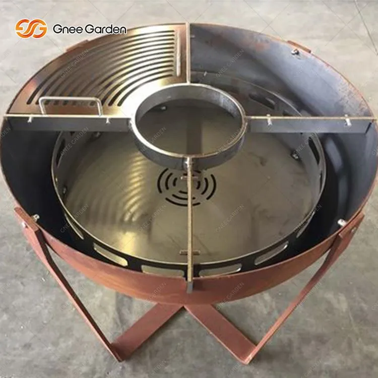 Bán cầu thép Corten nướng ngoài trời Bát lửa Bbq có vòng nướng