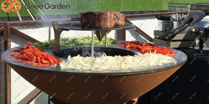 Corten steel fire pit grill Corten steel fire pit grill